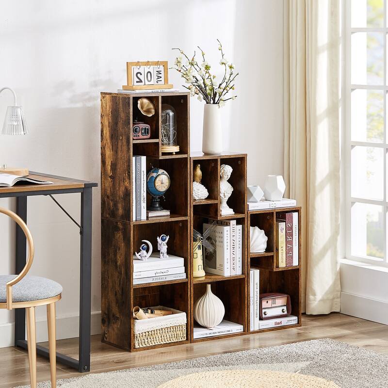 VECELO, 3-Tier Four Open Cube Wooden Bookcase Organizer, Bookshelf / Book Storage