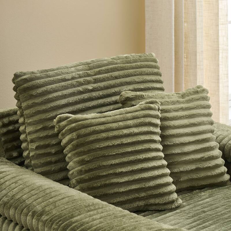 42.52 inch Green Corduroy Single Sofa with Pillows, Simple Design