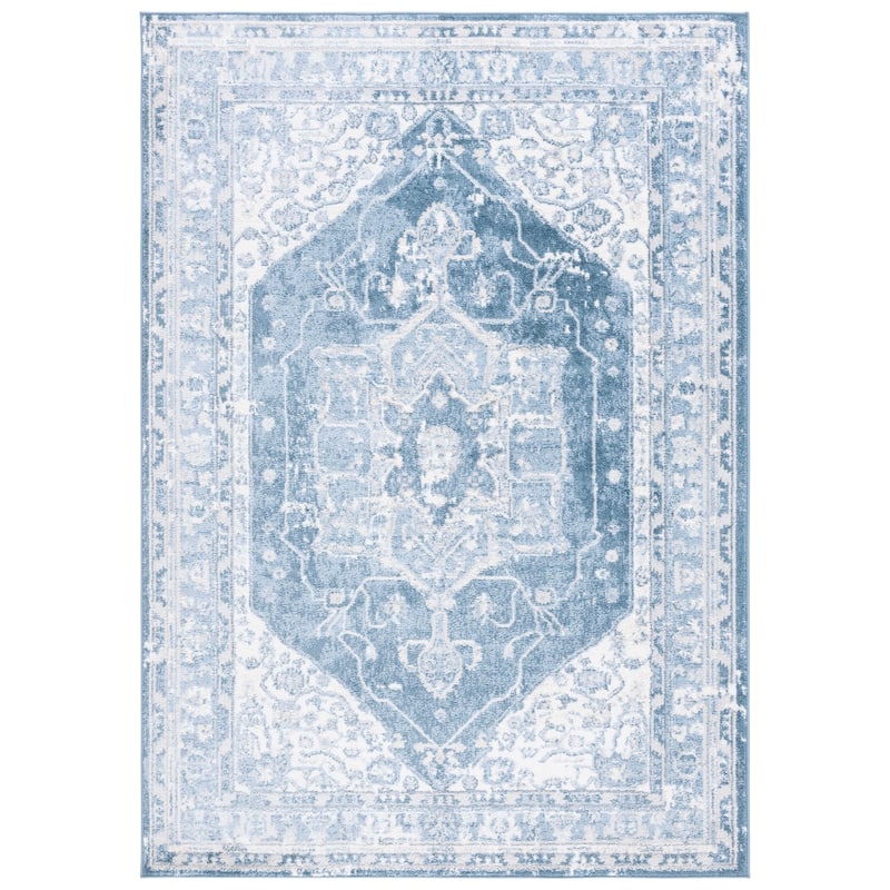 SAFAVIEH Layla Vicky Shabby Chic Farmhouse Rug - 5'5" x 7'6" - Ivory Grey/Blue