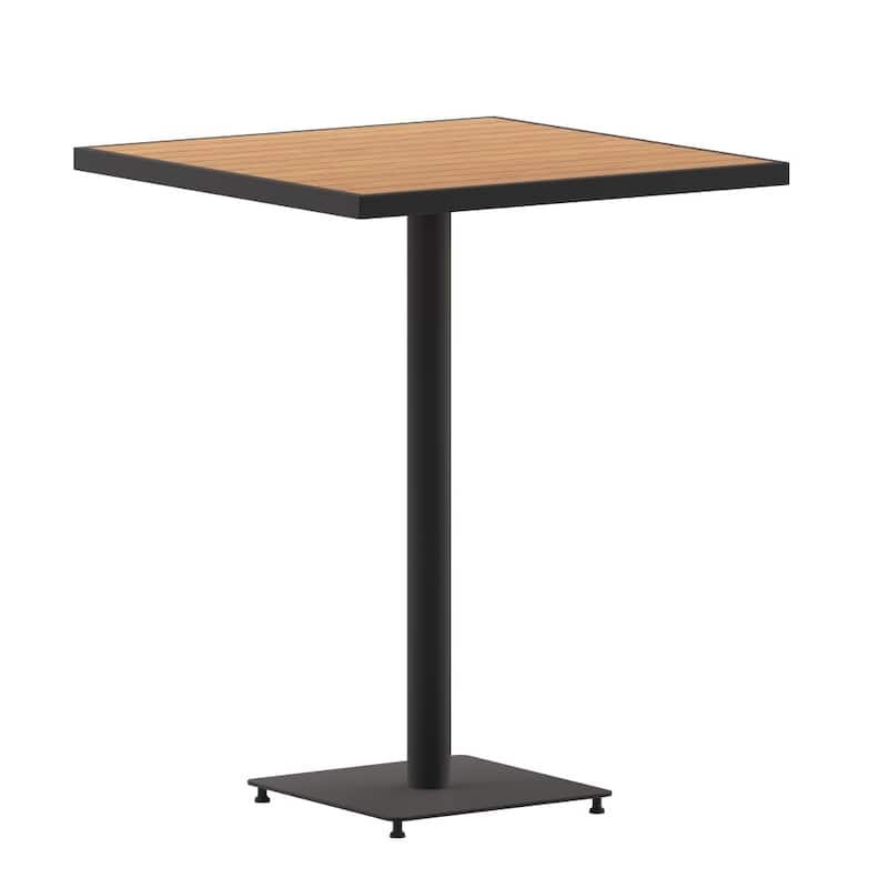 Indoor/Outdoor 32" Square Bar Height Dining Table with Poly Slats