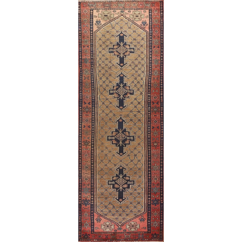 Koliaei Persian Vintage Runner Rug Hand-Knotted Wool Carpet - 3'5" x 12'5"