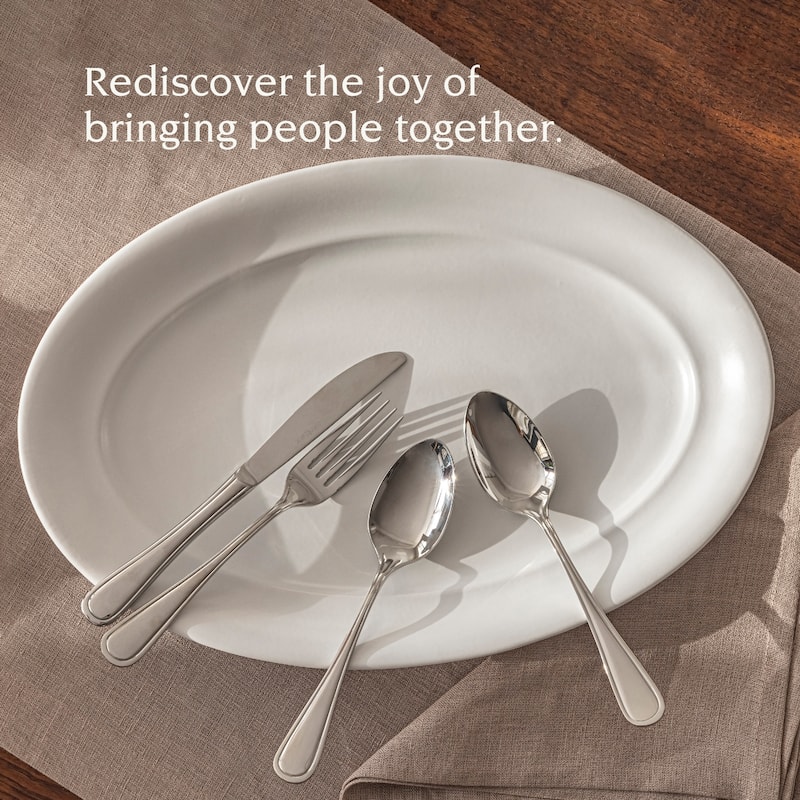 over&back Rimmed Semi-Matte Stoneware Oval Serving Platter