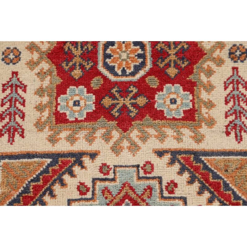 Kazak Accent Rug Hand-Knotted Traditional Beige Wool Carpet - 3'3" x 5'3"