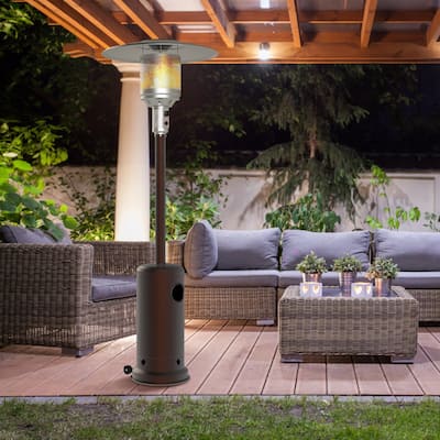 Kerrogee 48000 BTU Steel Propane Patio Heater Standing Gas w/ Wheels - 32"W x 32"L x 86.6"H