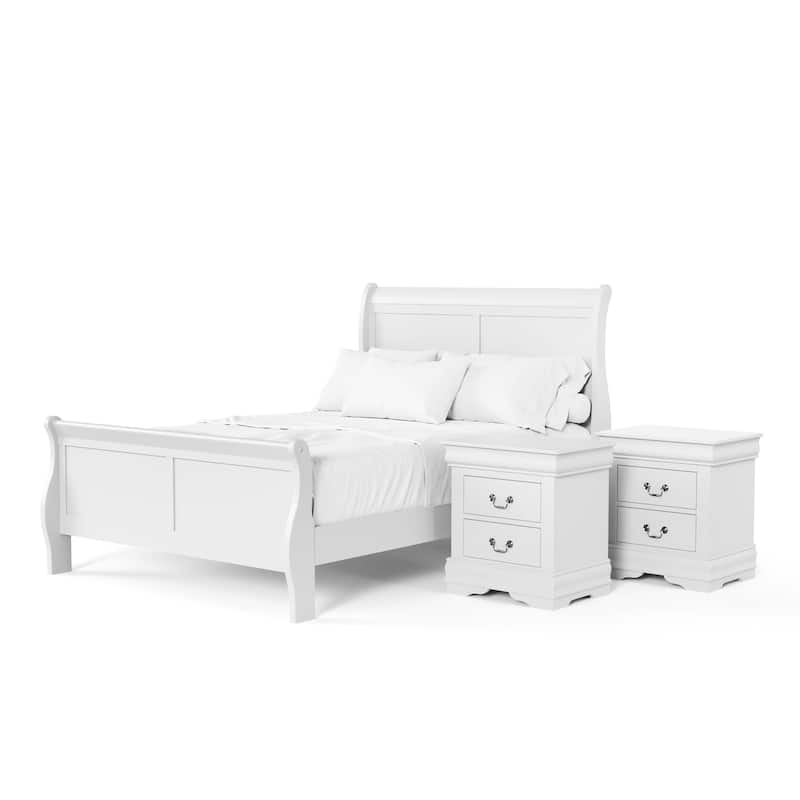 Furniture of America Mayday Traditional Kids Solid Wood 3-Piece Bed and 2 Nightstand Bedroom Set