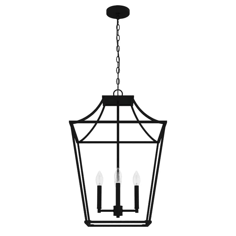 Hunter Laurel Ridge 18" 4-Light Lantern Pendant - Entry, Dining Room - Candle, Cage - Modern Farmhouse, Transitional