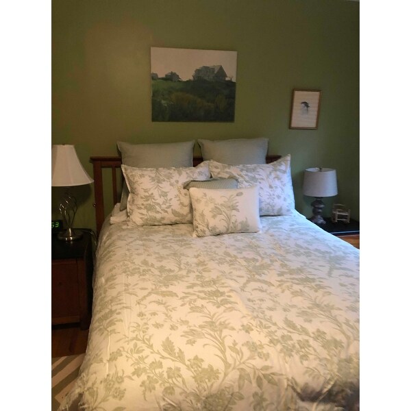 Full Queen Sage Green Laura Ashley Natalie Bonus Comforter Set