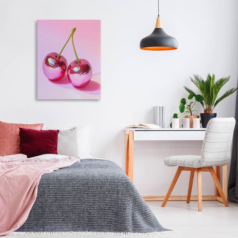 Stupell Pink Disco Cherries Canvas Wall Art Design By LSR Creative Studio