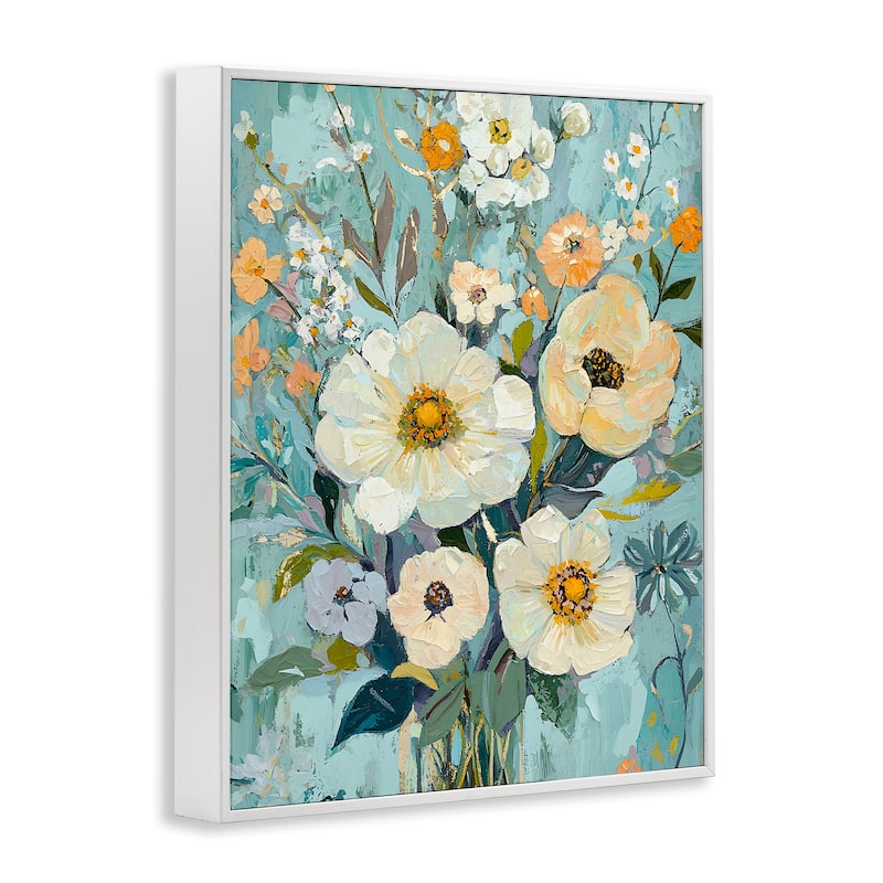 Stupell Mixed Cream Flowers Arrangement Framed Giclee Art Design By Franklyn Gregory