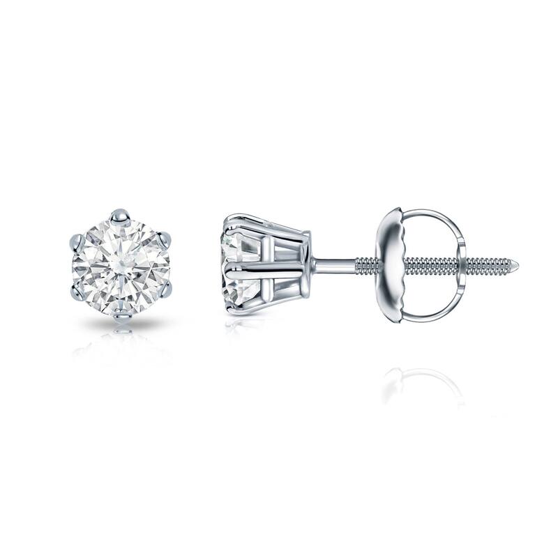 Auriya 14k Gold 1/4ctw Round Diamond Stud Earrings 6-Prong (I-J, SI2-SI3) - White