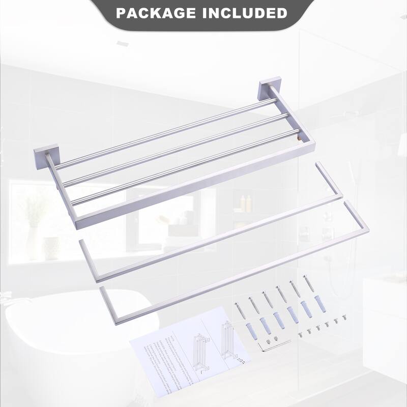WOWOW 2-Tier Stainless Steel Bath Towel Rack