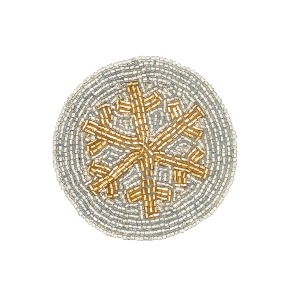 Snowflake Sparkle Beaded Coaster (Set of 4) - 4"