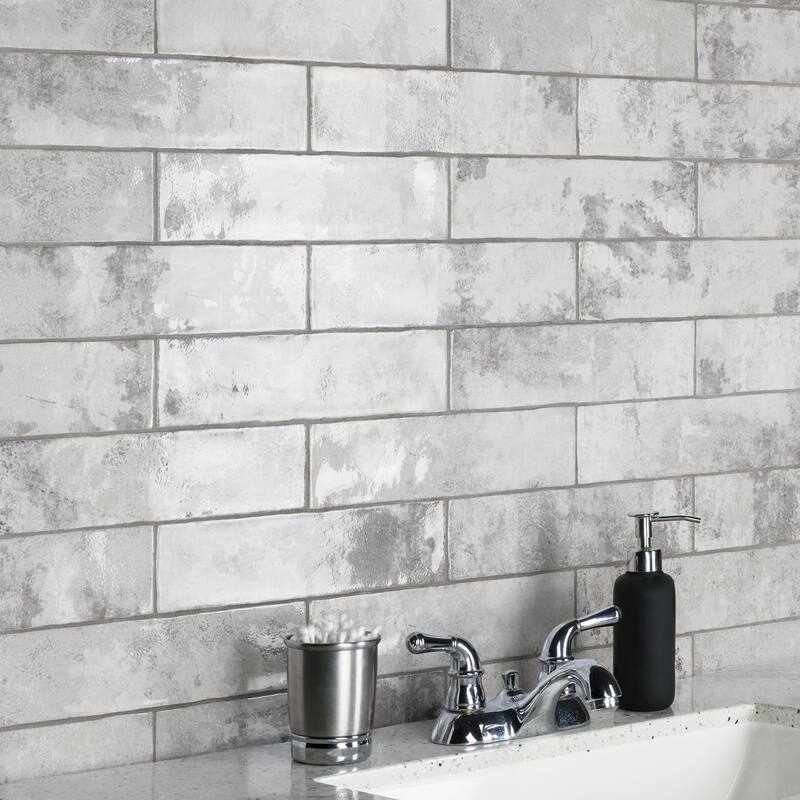 Merola Tile Biarritz Grey 3" x 12" Ceramic Wall Tile - Case (22 Tiles)