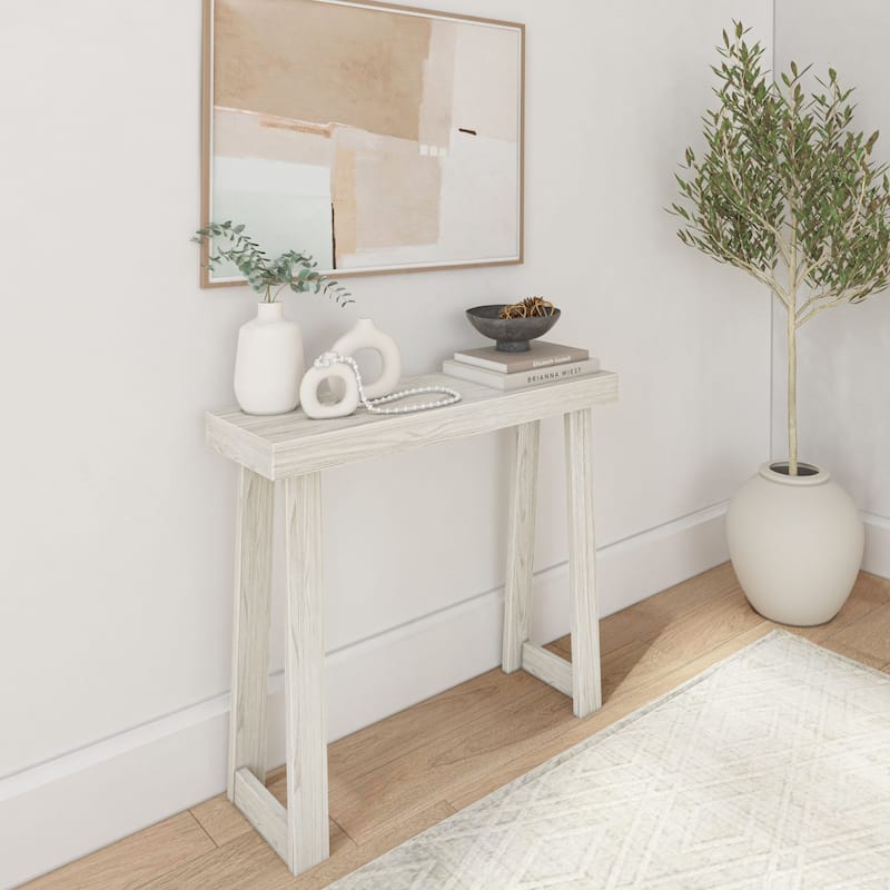 Plank and Beam Classic Console Table - 36" - Coastal White Wirebrush