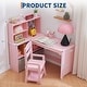 preview thumbnail 10 of 12, Kids Corner Desk and Chair Set – Study Table with Bookshelf, Cloth Drawer, and Bulletin Board, MDF Wood, for Ages 3–8