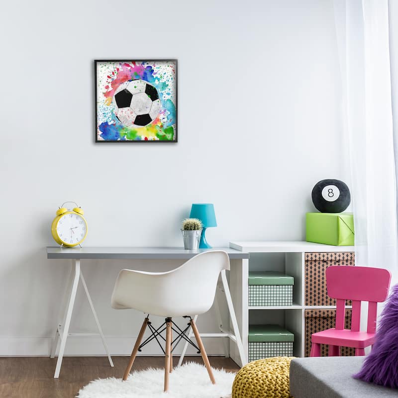 Stupell Vivid Splash & Soccer Ball Framed Giclee Art Design By Kim Allen