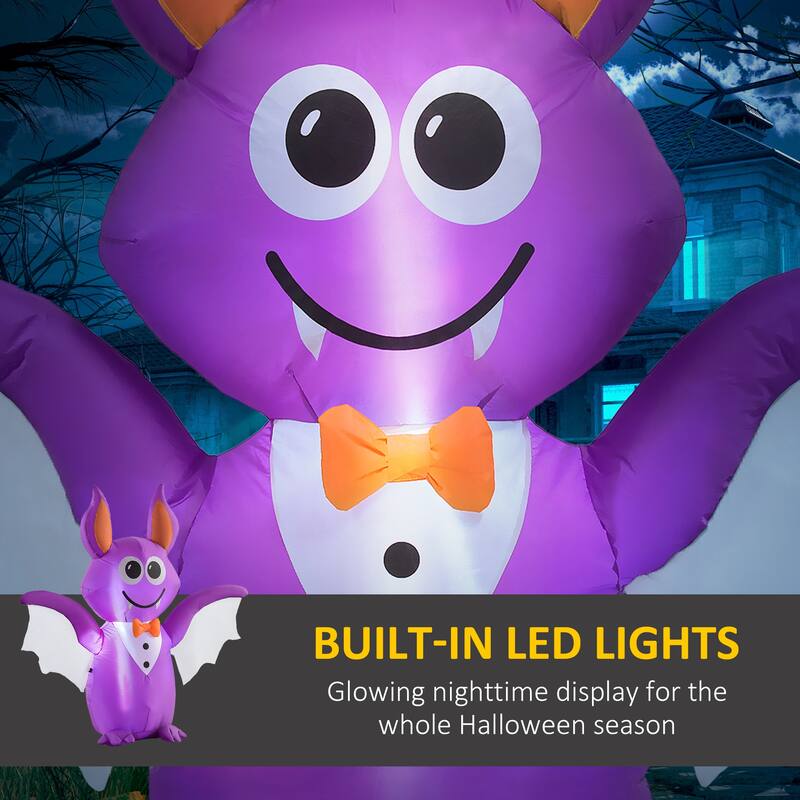 6ft Inflatable Halloween Decoration Bat, Blow Up Outdoor LED Yard Display, Waterproof