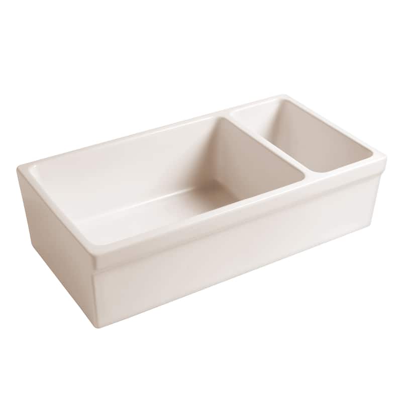 Whitehaus 36" Quatro Alcove Double Basin Reversible Fireclay Farm