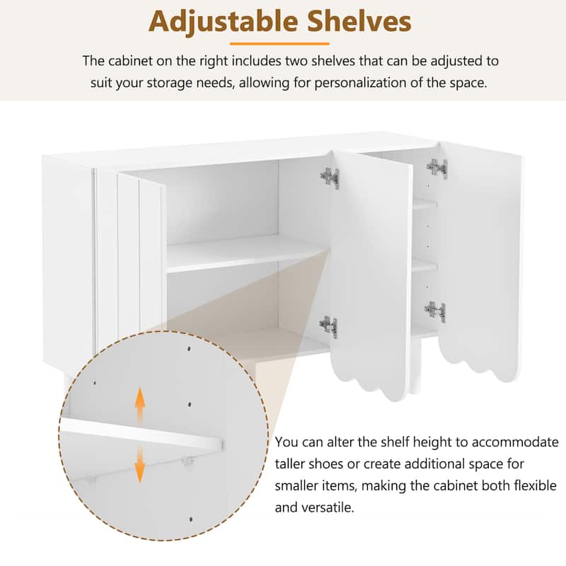 Elegant Shoe Storage Cabinet for Living Room with Pine Legs & Sleek Design