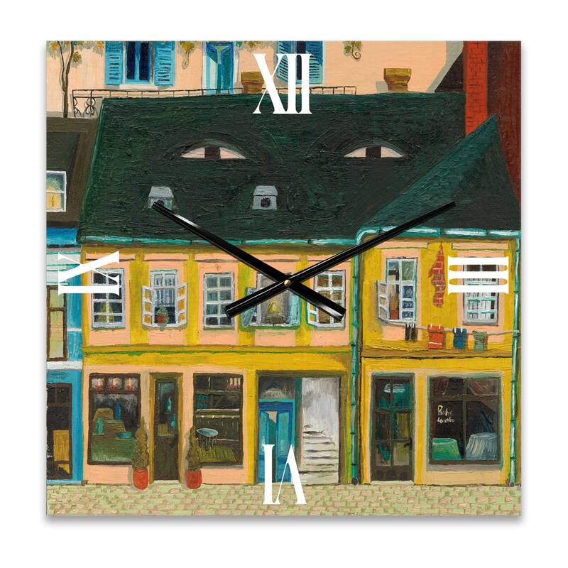 Designart 'Yellow Facade of Houses In Street In Paris' French Country