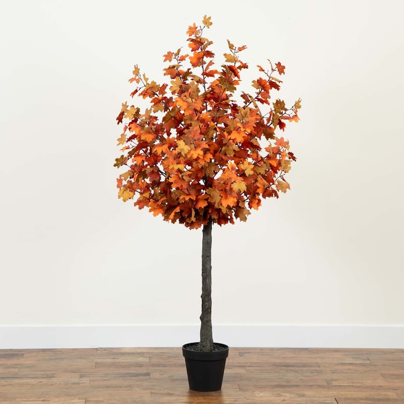 Variegated Maple Artificial Potted Tree - 6' - Brown and Orange