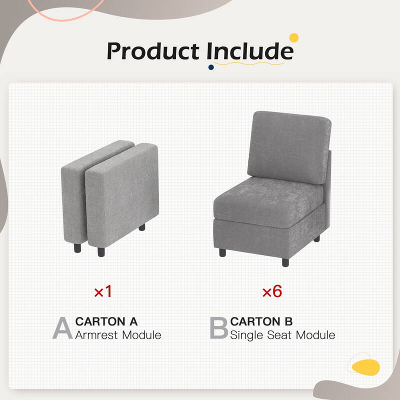 Erommy 6/7-Piece Modular Sectional Sofa – Reversible L-Shaped Couch with Hidden Storage, Space-Saving Living Room Furniture