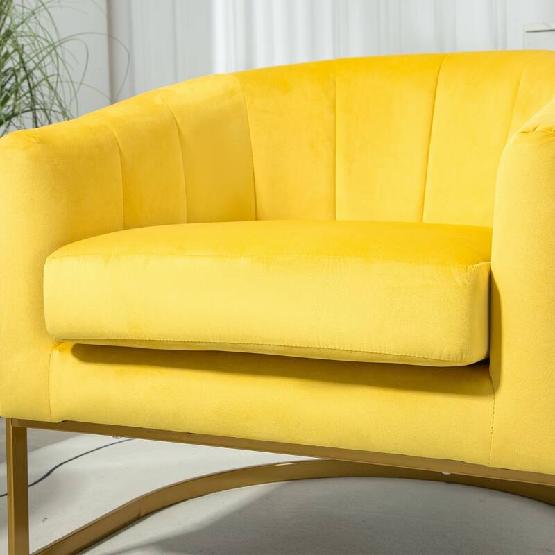 Modern Velvet Gold Accent Armchair