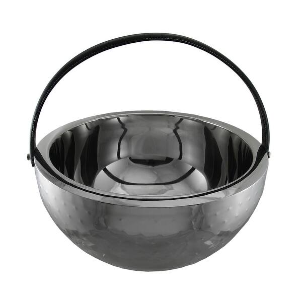 Shop Polished Stainless Steel Round Beverage Bucket Chiller Bowl With Handle 8 5 X 17 X 17 Inches On Sale Overstock 16750873