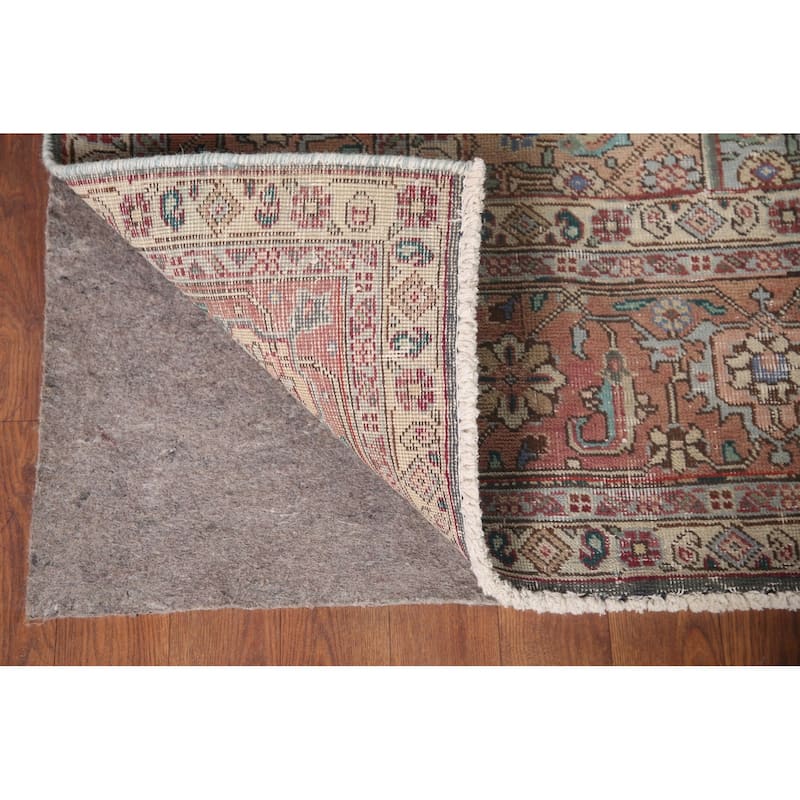 Grey Distressed Tabriz Persian Vintage Area Rug Handmade Wool Carpet - 6'6" x 9'7"