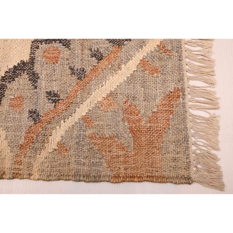 ECARPETGALLERY Flat-Weave Palas Denizli Cream Jute Kilim - 5'7 x 7'7