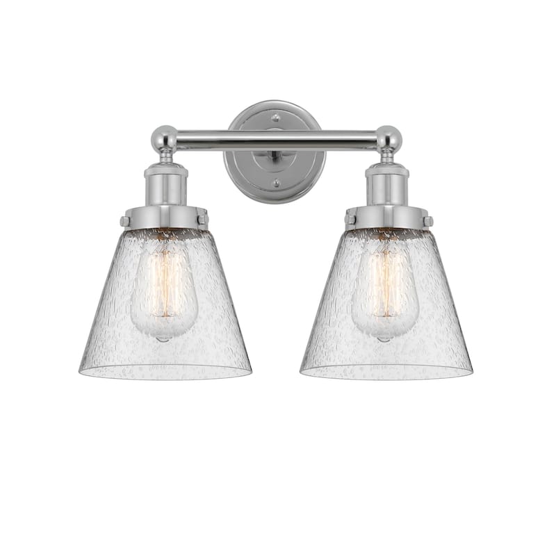 Innovations Lighting 616-2W-10-16 Cone Vanity Cone 2 Light 16" Wide - Polished Chrome / Seedy