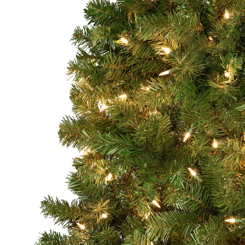 6' Pre-Lit Pine Artificial Wall Christmas Tree, Clear Lights - 6 Foot