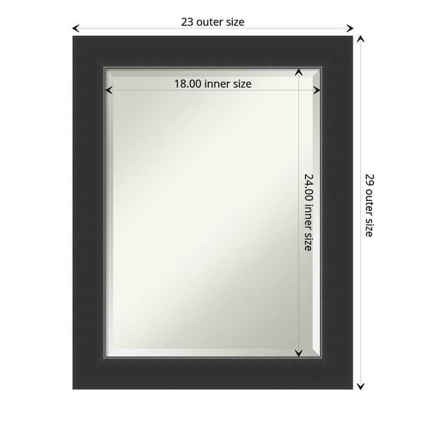 dimension image slide 0 of 4, Beveled Wood Bathroom Wall Mirror - Corvino Black Frame
