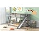 preview thumbnail 4 of 28, Full Over Full Bunk Bed with Ladder, Slide, and Shelves in Grey, Perfect for Maximizing Space and Ensuring Safety for Kids