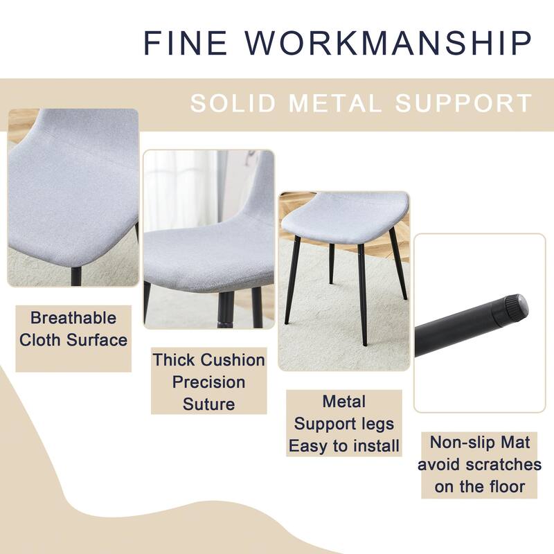 5-Piece Dining Table Set, 55" Textured Top Kitchen Table with 4 Armless Chairs, Kitchen Table Chairs Set for Dining Room