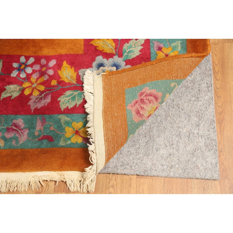 Vegetable Dye Art Deco Nichols Chinese Vintage Large Wool Carpet - 10'10" x 17'6"