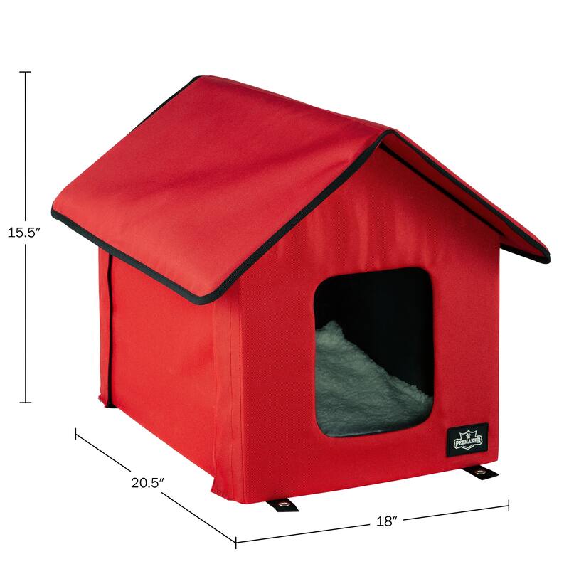 PETMAKER Heated Cat House with Heating Pad and Sherpa Cover