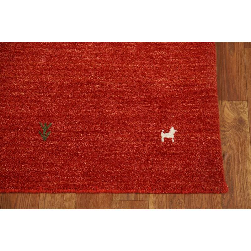 Tribal Gabbeh Indian Runner Rug Hand-Knotted Modern Wool Carpet - 2'8" x 9'10"