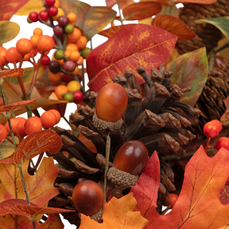Maple Leaves and Pinecone Fall Harvest Artificial Wreath - 30" - Unlit