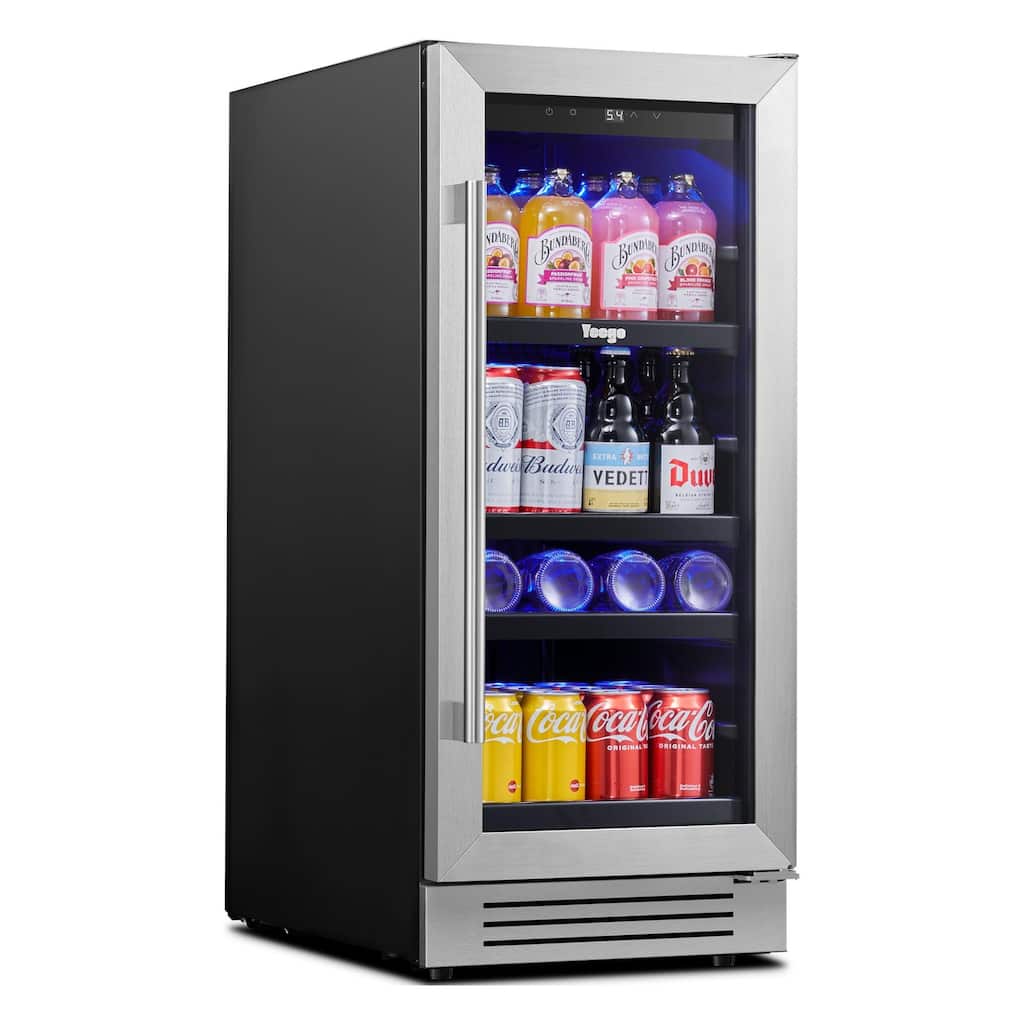 Yeego 14.8 Inch Beverage Cooler 80 Can Built-in/Freestanding Beverage Refrigerator - 15 inch