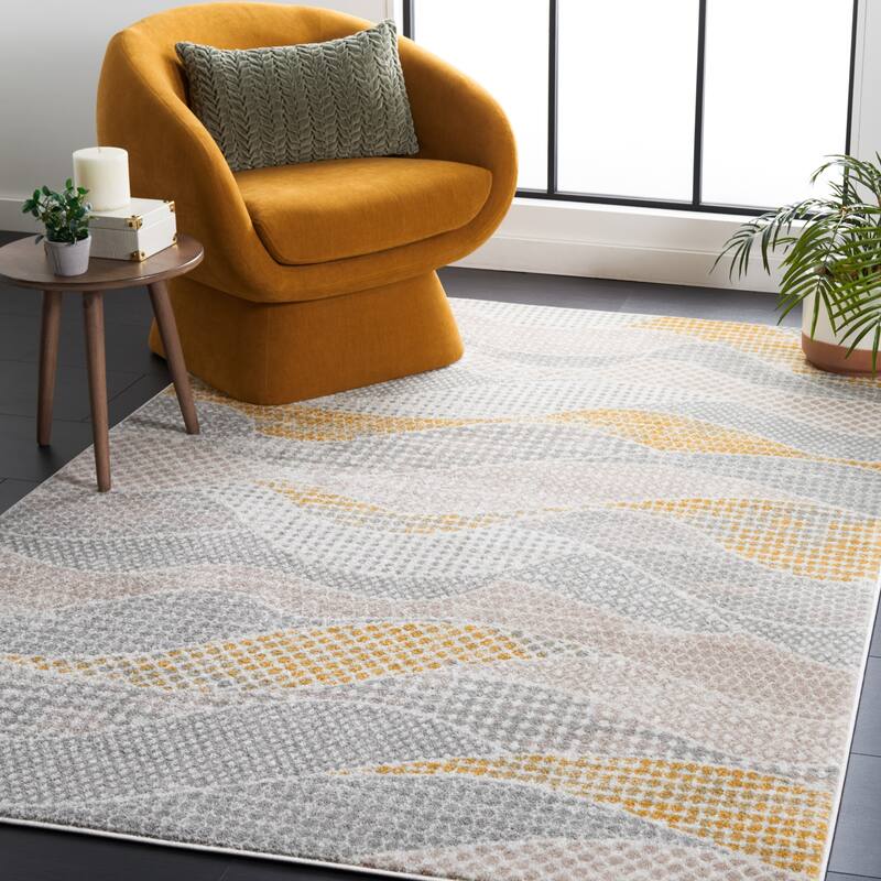 SAFAVIEH Skyler Ginta Modern Abstract Rug - 5'5" x 7'7" - Grey Beige/Gold