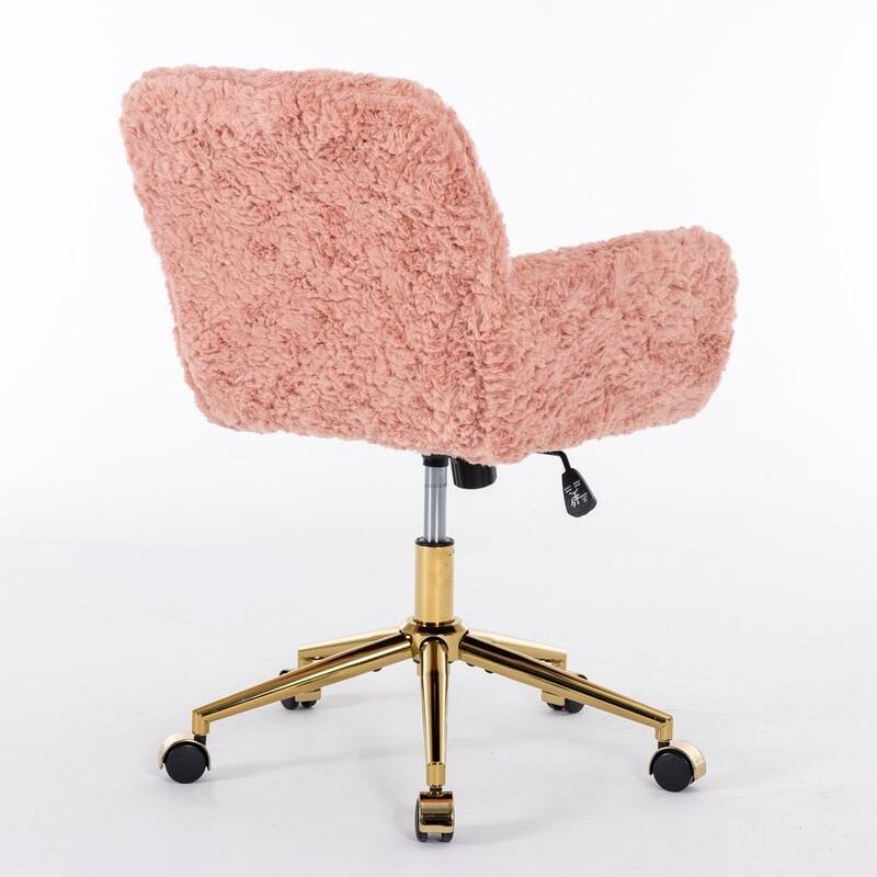 Modern Artificial Rabbit Hair Height Adjustable 360 Swivel Task Chair with Metal Base