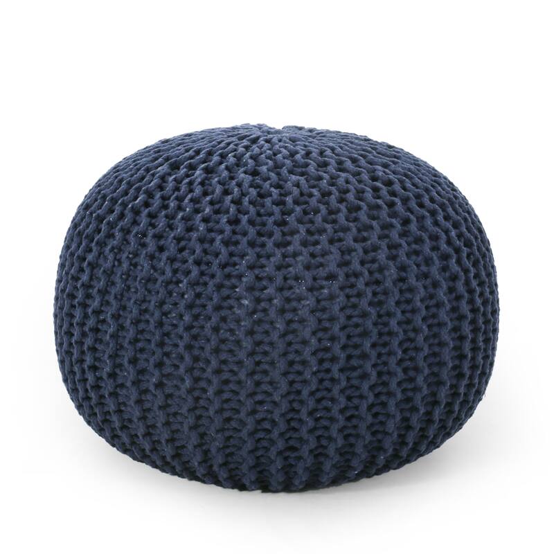Bordeaux Knitted Cotton Round Pouf,Comfortable choice, multiple functions, classic design, and cozy corners