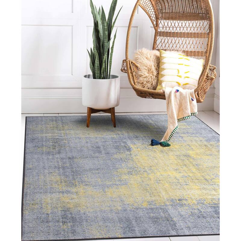 Contemporary Abstract Machine Washable Area Rug