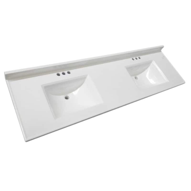 Camilla Cultured Marble Centerset Mount Rectangle Double Bowl Vanity Top