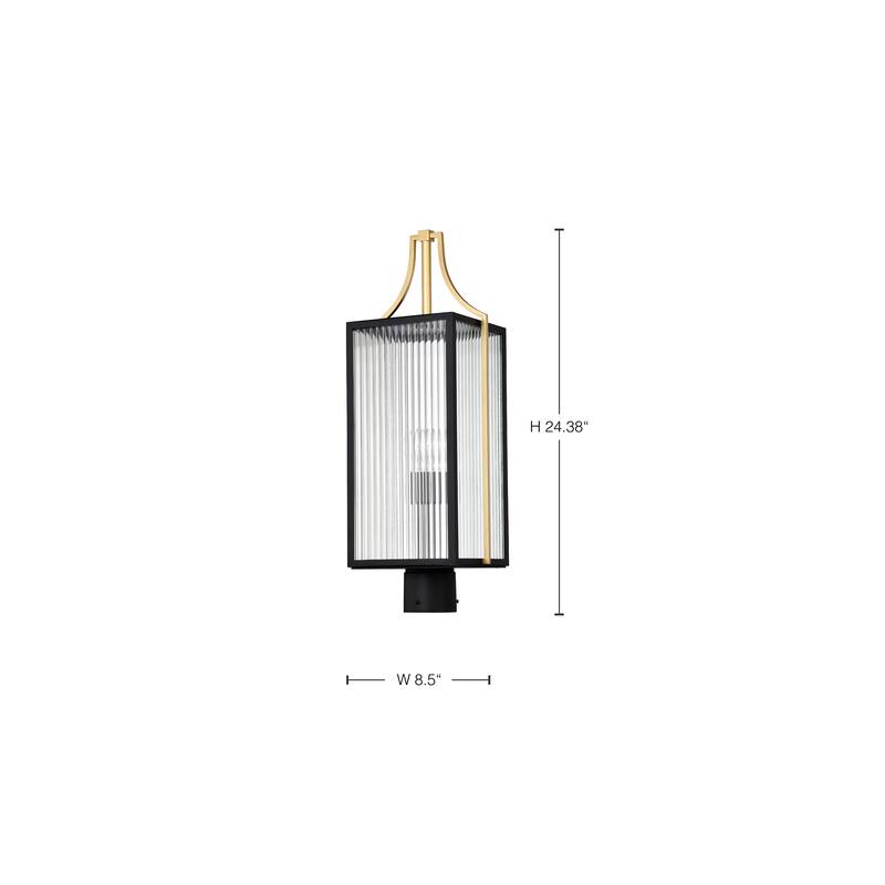Holden Outdoor Post Lantern Gold and Black Finish Clear Glass