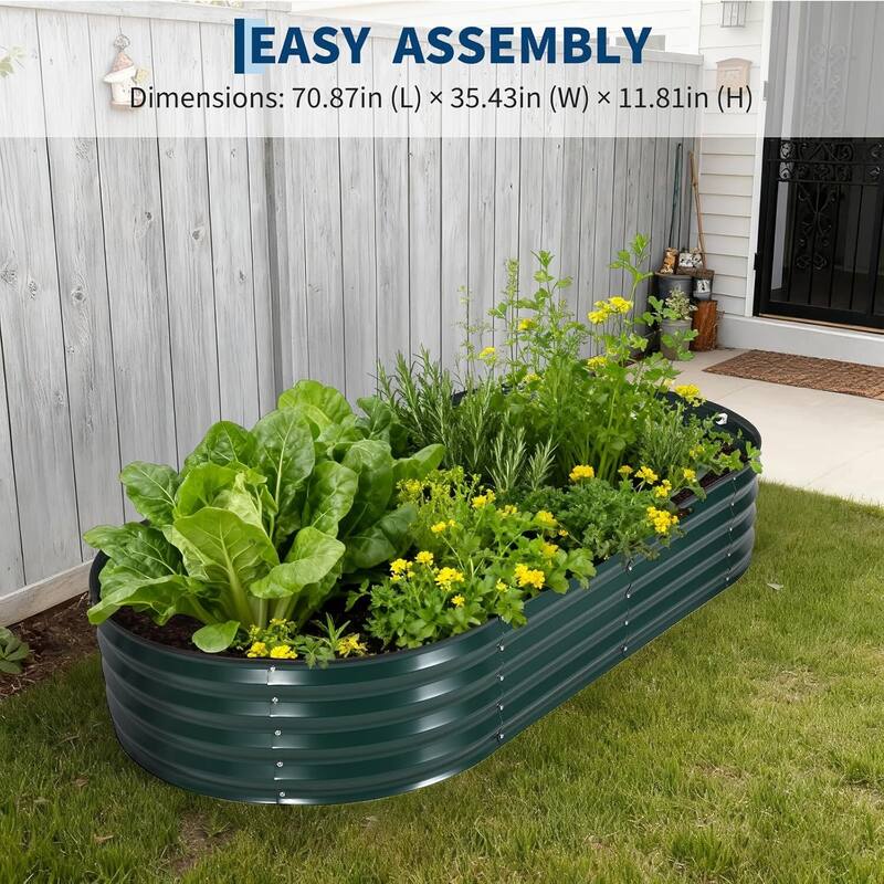 6x3x1 ft Galvanized Raised Garden Bed, Steel Planter Boxes with Zippered Screen Cover