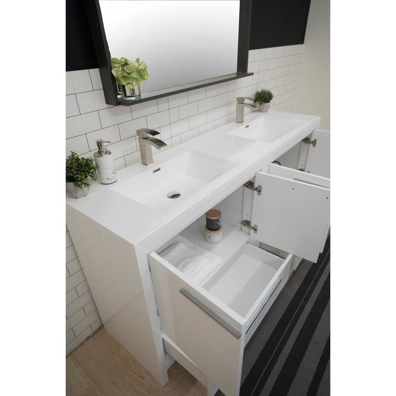 Dolce 72 Freestanding Bath Vanity with Dual Basin Reinforced Acrylic Top