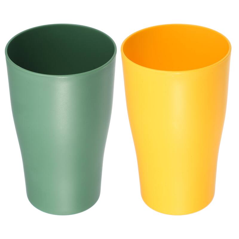 2pcs Bathroom Toothbrush Tumblers PP Cup Color Yellow Green 4.92"x3.03" - Yellow Green