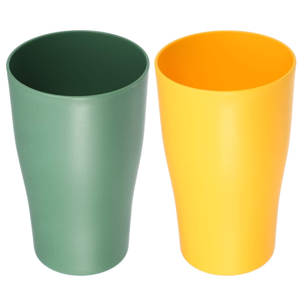 2pcs Bathroom Toothbrush Tumblers PP Cup Color Yellow Green 4.92"x3.03" - Yellow Green